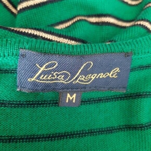 LUISA SPAGNOLI | Wool Blend Fine Knit Stripe Tee Shell Sz M - Picture 11 of 13